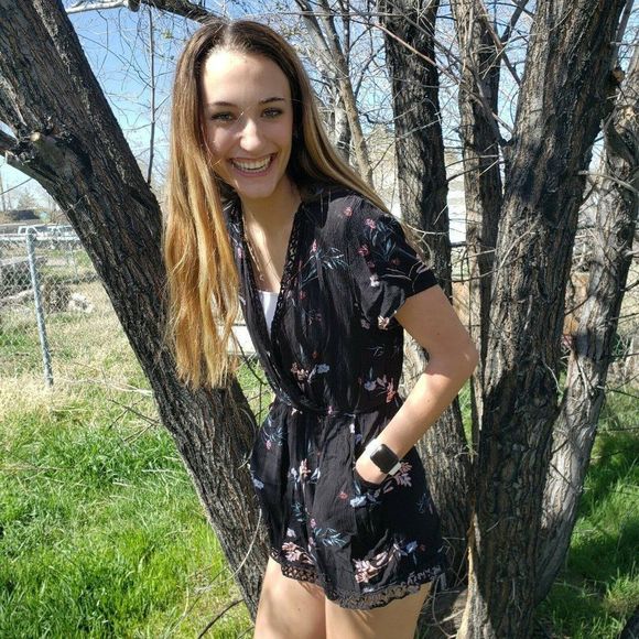 Kendall & Kylie Pants - Kendall & Kylie Black With Floral Design Romper